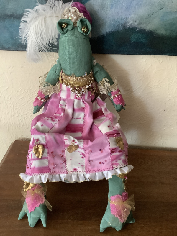 Frog Princess Art Doll with Hand-painted Silk Gown