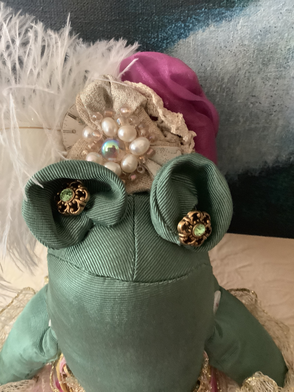 Frog Princess Art Doll with Hand-painted Silk Gown