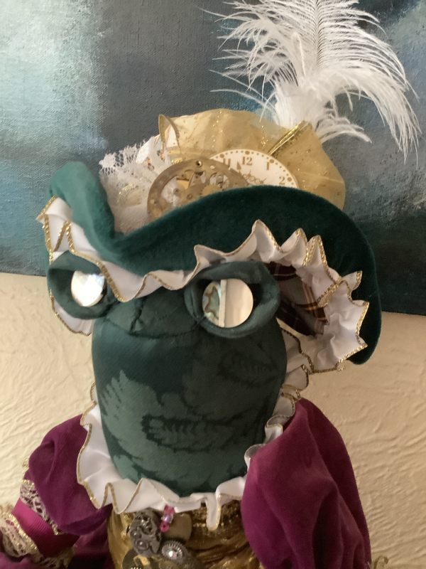 Steampunk Pirate Queen Frog with Velvet Gown Handmade Steampunk Pirate Queen Frog Art Doll with Velvet Gown