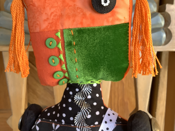 Orange Square Head Tribal Singer by KD Rivera