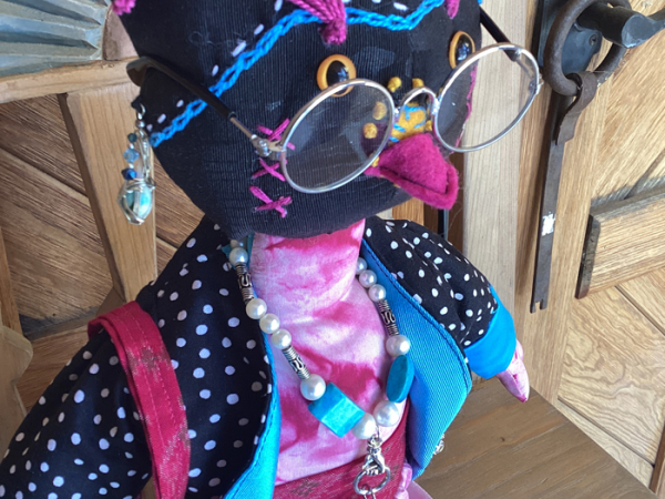 Owl Eyes Silk and Wool Art Doll by K.D. Rivera
