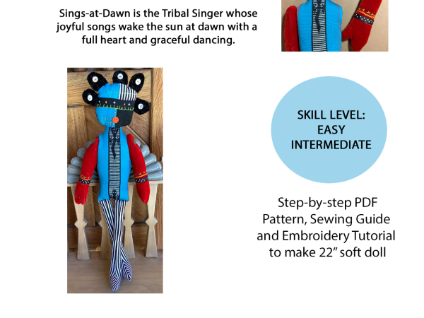 Sings-At-Dawn Stuffed Doll Pdf Pattern
