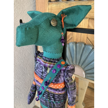 Big Dog in Thai Silk & Amethysts by Karen Rivera