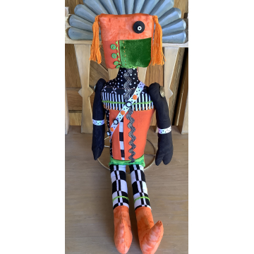Orange Square Head Tribal Singer by KD Rivera