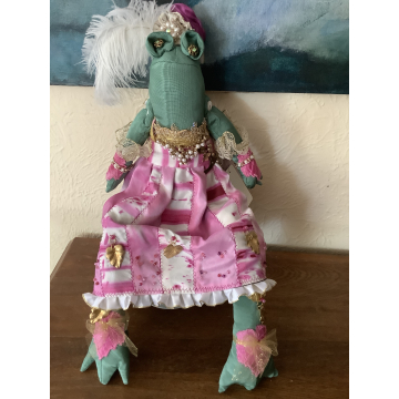Frog Princess Art Doll with Hand-painted Silk Gown