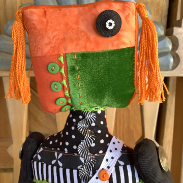 Orange Square Head Tribal Singer by KD Rivera