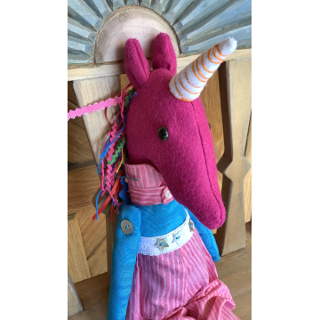 Sadie the Unicorn in Pink Bloomers by Karen Rivera