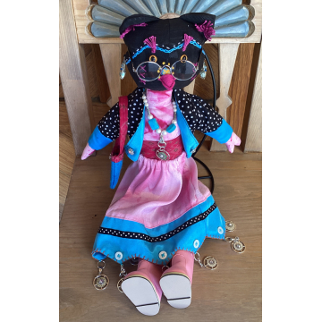 Owl Eyes Silk and Wool Art Doll by K.D. Rivera